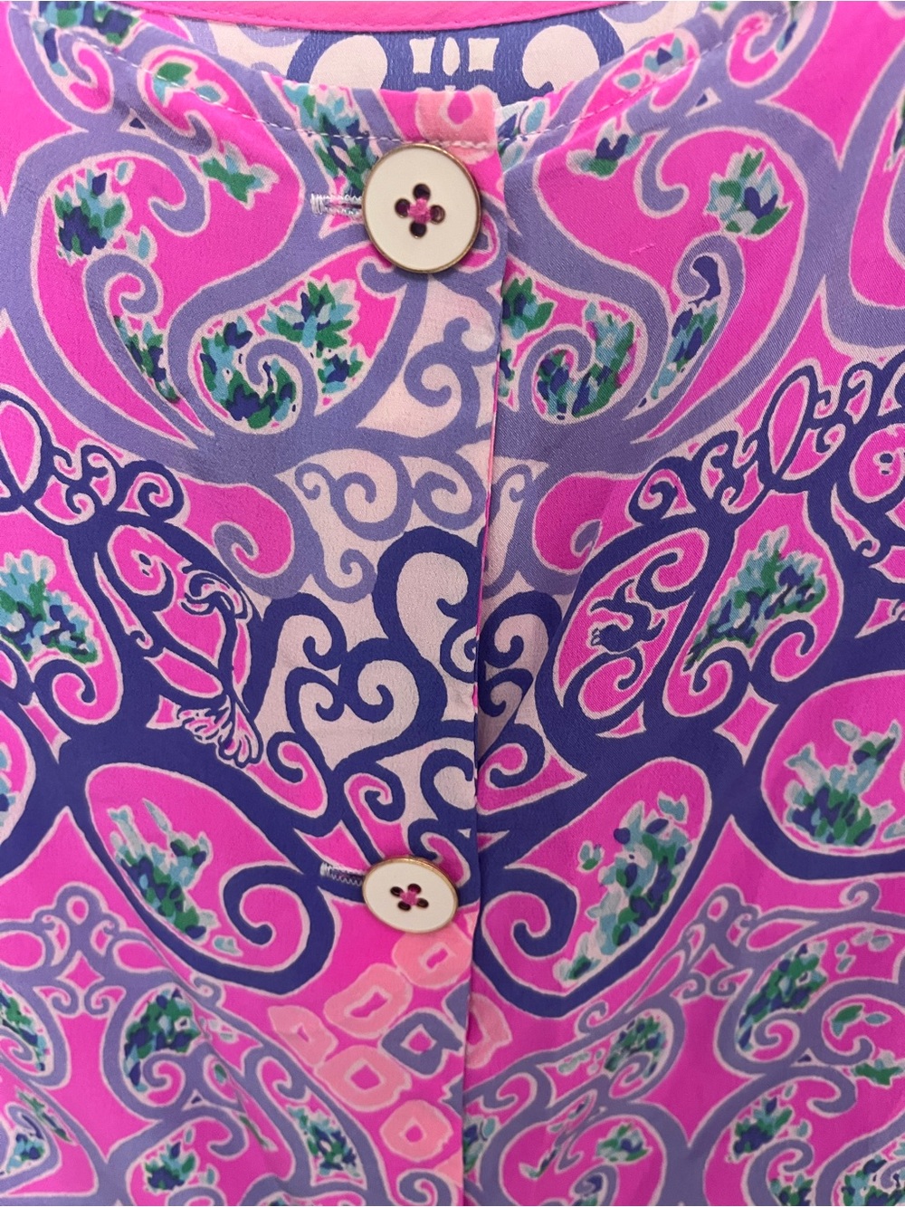 Lilly Pulitzer 100% Silk Pink Multi Print Sleeveless Tank Top - Picture 5 of 6